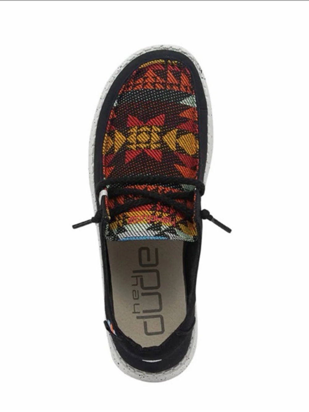 Hey Dude Wendy Black Canvas Slip-On with Multicolor Woven Accent